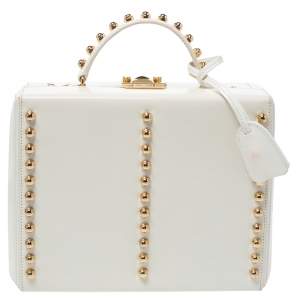 Mark Cross Off White Leather Grace Studded Box Bag