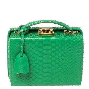 Mark Cross Green Python Small Grace Box Bag