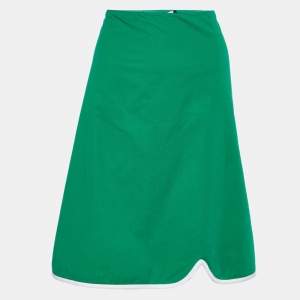 Marni Green Cotton Contrast Trim Knee Length Skirt L