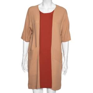 Marni Light Brown Crepe Contrast Paneled Light Weight Coat M