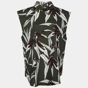 Pre Owned Marni Green Printed Cotton Sleeveless Top M