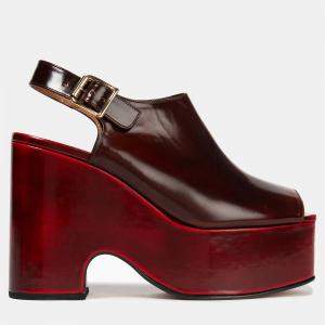 Marni Brown Leather Platform Sandals 36