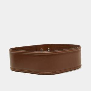 Marni Brown Leather Wide Waist Belt 80 CM