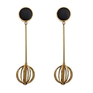 Marni Leather Gold Tone Long Statement Clip-on Earrings