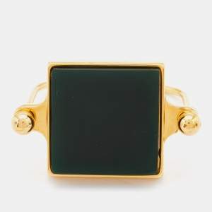 Marni Green Resin Gold Tone Cuff Bracelet
