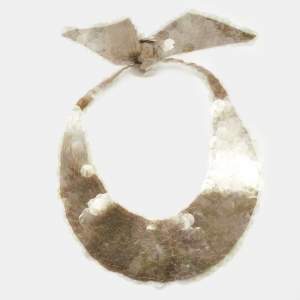Marni Beige Silk Clear Sequined Collar Necklace