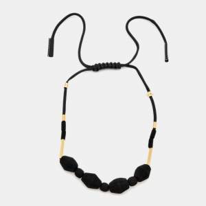 Marni Fabric Leather Gold Tone Necklace