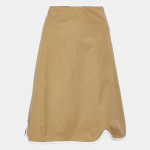 Marni Beige Cotton Contrast Trim Knee Length Skirt L