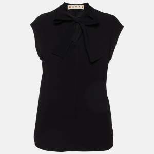 Marni Black Crepe Neck Tie Sleeveless Top S