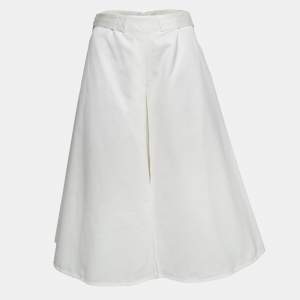 Marni White Cotton Inverted Pleat Midi Skirt M