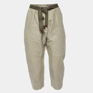 Marni Beige Linen Belted Capri Pants S