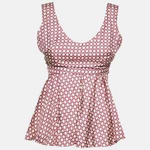 Marni Dusty Pink Dot Print Waist Tie-Up Top S