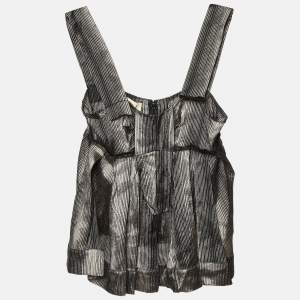 Marni Metallic Stripe Lurex Silk Blend Trapeze Top S