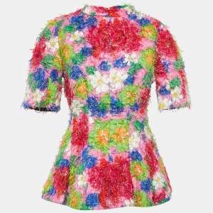 Marni Multicolor Floral Print Cotton Blend and Lurex Top S