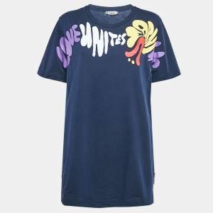 Marni Navy Blue Printed Cotton Crew Neck T-Shirt XL