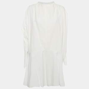 Marni White Striped Cotton Loose Fit Midi Dress S