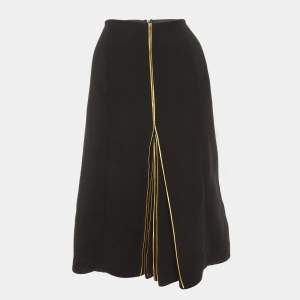 Marni Black Wool Pleated Detail Midi Skirt L