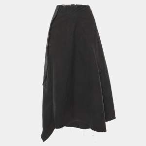 Marni Black Washed Cotton Asymmetric Midi Skirt L