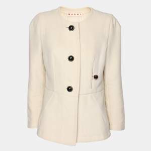 Marni Cream Cotton Button Front Jacket M