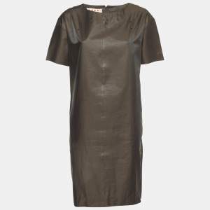 Marni Brown Cotton Blend Shift Dress L
