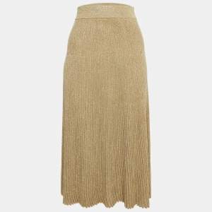 Marni Gold Pleated Lurex Knit Midi Skirt S