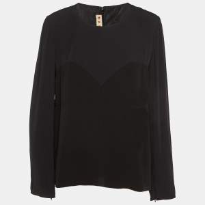 Marni Two-Tone Crepe Long Sleeve Top L