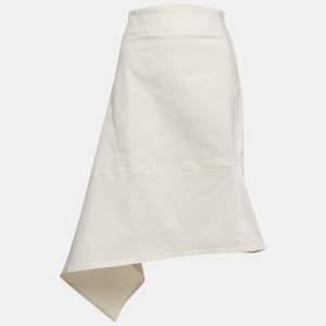 Marni White Denim Asymmetric Skirt XL