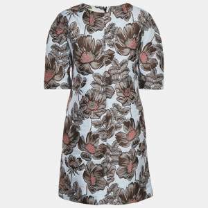 Marni Blue Floral Jacquard Shift Dress M