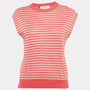 Marni Pink Honeycomb Pattern Cotton Sleeveless Jumper M