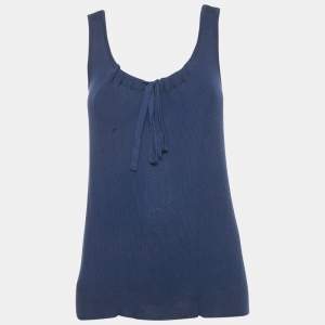 Marni Blue Rib Knit Tie-Up Detail Tank Top S