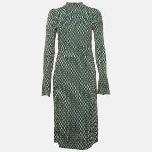 Marni Green Printed Crepe Midi Dress S