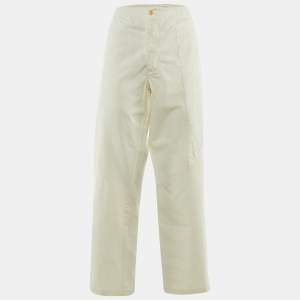 Pre Owned Marni White Cotton Tapered Fit Trousers L