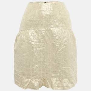 Pre Owned Marni Gold Silk Blend Lurex Mini Skirt S 