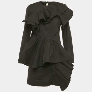 مملوكة مسبقًا Marni Black Black Poplin Ruffled Mini Dress XS