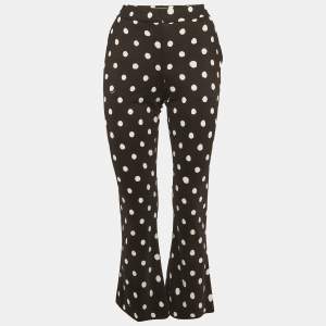 Pre Owned Marni Black/White Polka Dots Stretch Crepe Regular Fit Trousers S