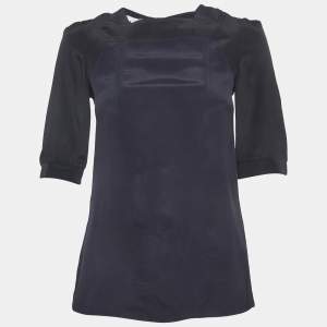 Pre Owned Marni Black Satin Short Sleeve Top S