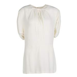 Marni Cream Pleat Detail Draped Cut Out Sleeve Tunic M