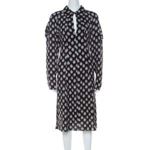 Marni Dark Brown Crystal Print Silk Flared Dress M
