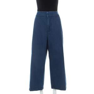 Marni Blue Denim Cropped Wide Leg Pants L