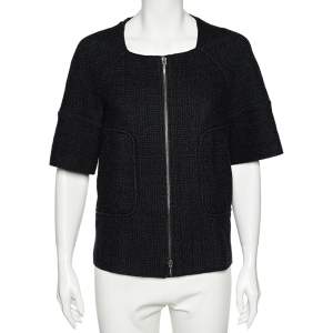Marni Bicolor Patterned Cotton & Wool Zip Front Jacket M