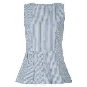 Pre Owned Marni White Striped Sleeveless Peplum Top S