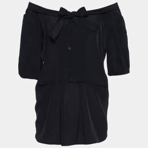 Pre Owned Marni Black Rayon Button Front Top M