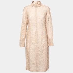 Marni Beige Textured Jacquard Long Sleeve Lightweight Coat M
