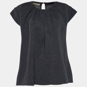 Marni Grey Wool Knit Tie Back Detail Flared Top M