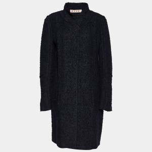 Marni Black Mohair & Wool Tweed Button Front Coat M