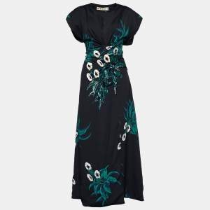 Pre Owned Marni Black Crepe Sequin Embellished Midi Dress M