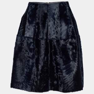 Marni Navy Blue Lamb Fur Mini Skirt S