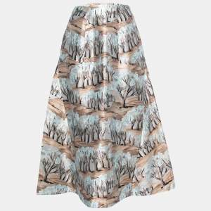 Marni Light Blue Printed Satin Midi Skirt M