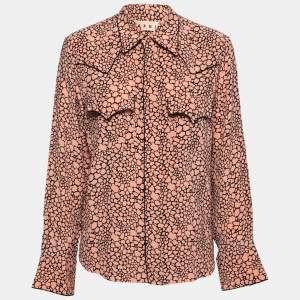 Pre Owned Marni Pink & Black Printed Silk Long-Sleeve Shirt M