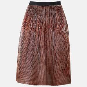 Marni Brown Metallic Pleated Skirt S